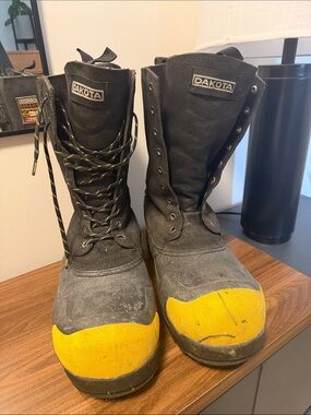 DAKOTA Men's Steel Toe Steel Plate Leather Winter Work Boots Black Size 12